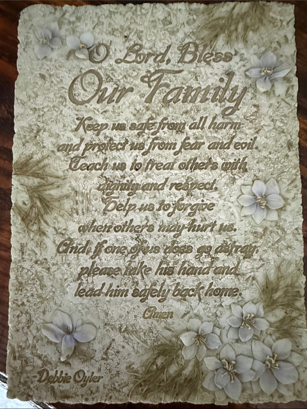 Bless Our Family Plaque with Floral Accents